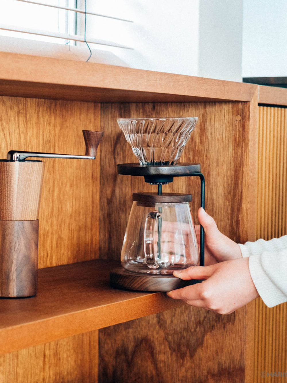 HARIO V60-02 Glass Dripper (Walnut)
