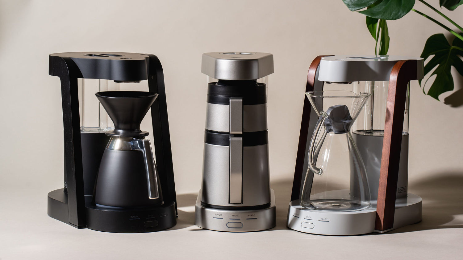 Ratio coffee makers on a counter