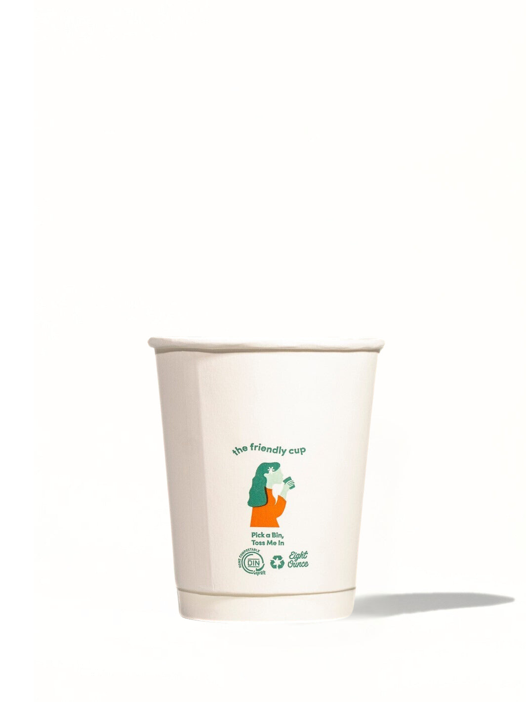 LITTLE GREEN PANDA Home Compostable Double Wall Paper Cup (500-Pack) (White)