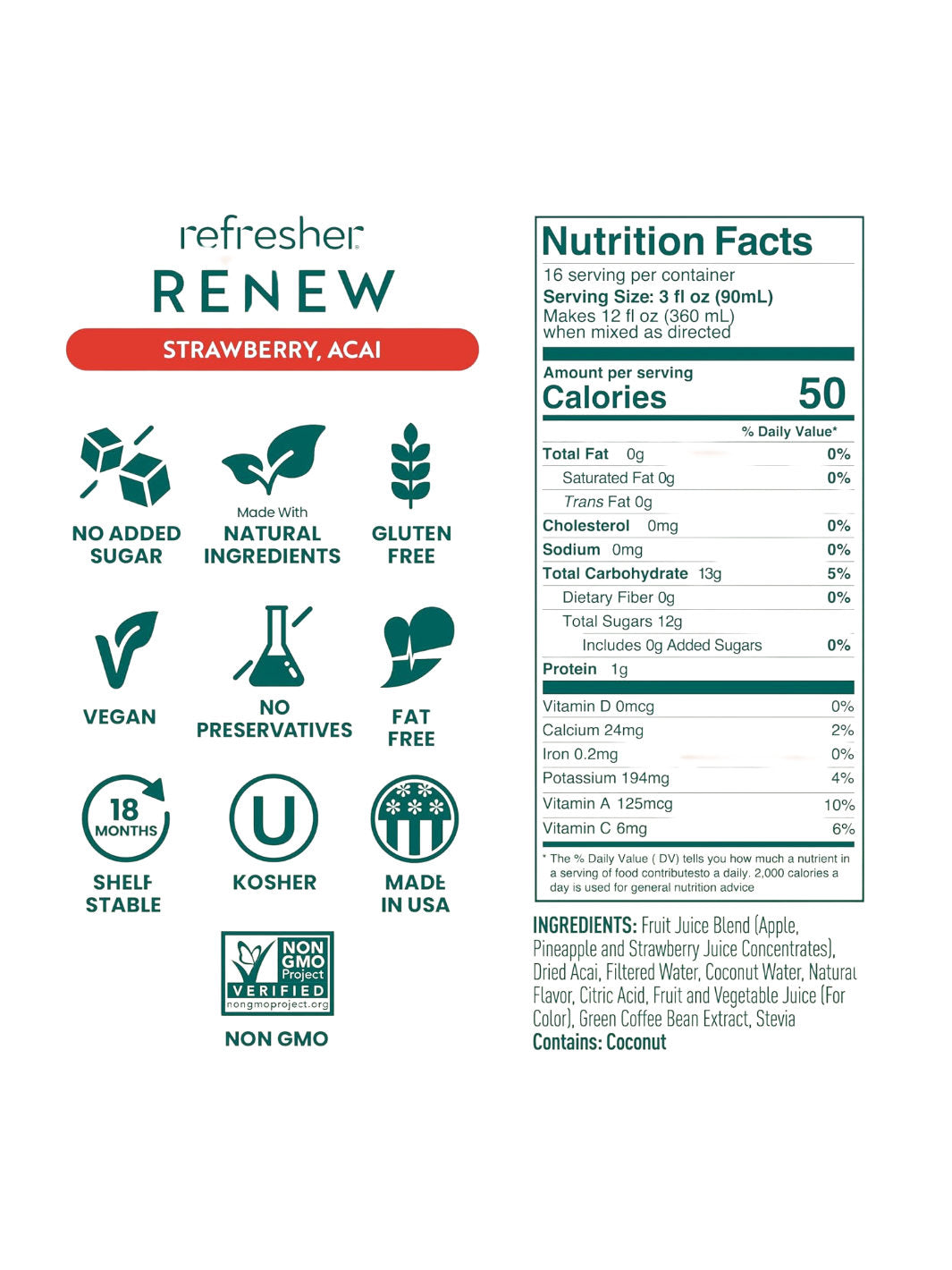 SmartFruit Renew Refresher (1419.53ml/48oz) (Strawberry, Açaí)