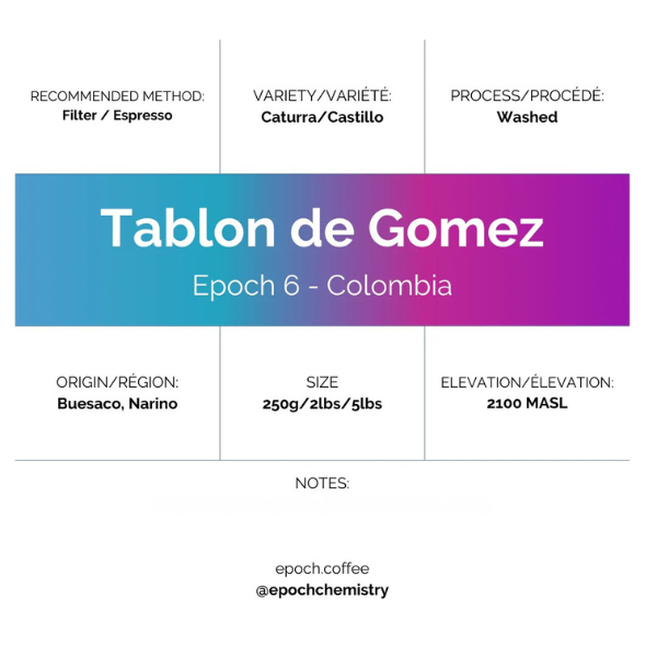 Photo of Epoch Chemistry - Epoch 6: Tablon de Gomez Espresso ( Default Title ) [ Epoch Chemistry ] [ Coffee ]