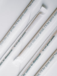 Photo of LITTLE GREEN PANDA Paper-Wrapped Home Compostable Straw (⌀8x210mm/⌀0.3x8.3in) (Angled Cut) (180-Pack) ( ) [ Little Green Panda ] [ Single Use Straws ]
