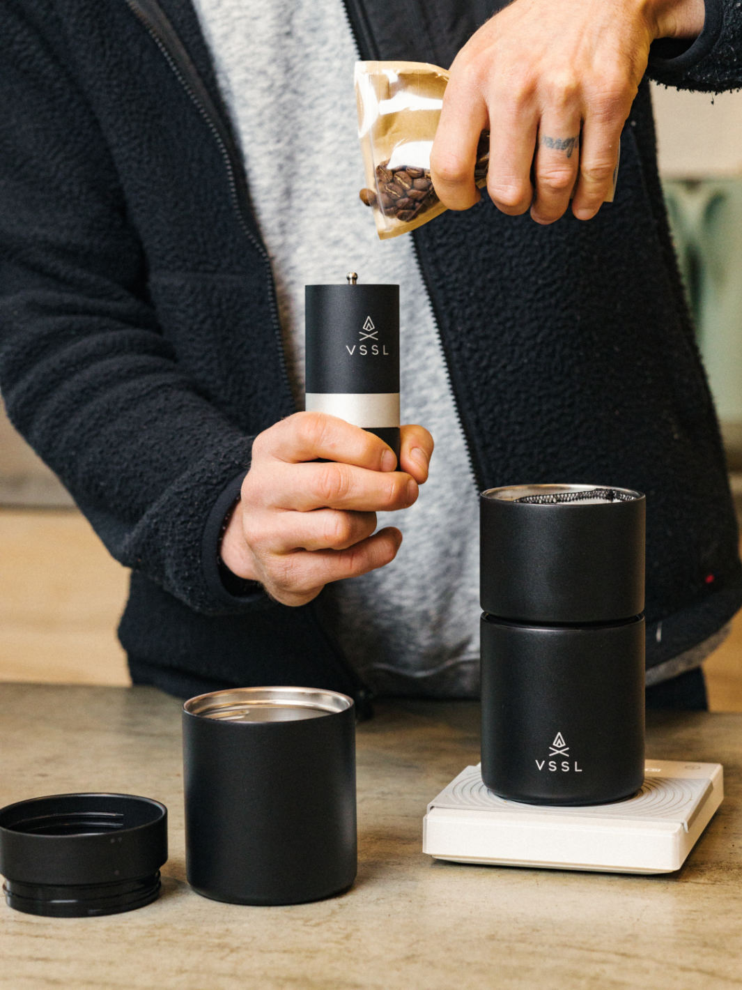 VSSL Nest Pourover Coffee Kit + Java G25 Grinder Gift Set