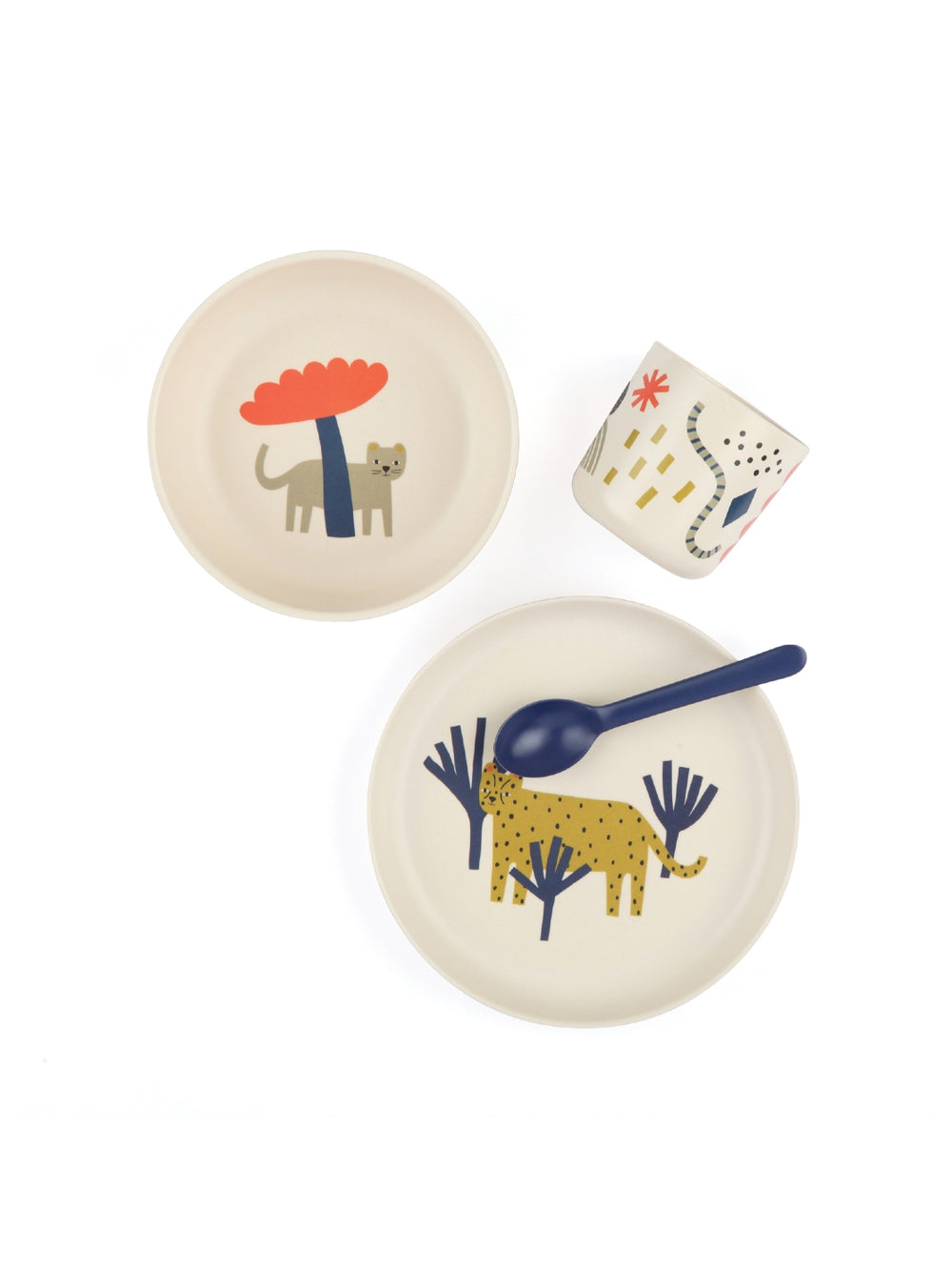 Photo of EKOBO Bambino Illustrated Kids Dinner Set ( Leopard ) [ EKOBO ] [ Plates ]