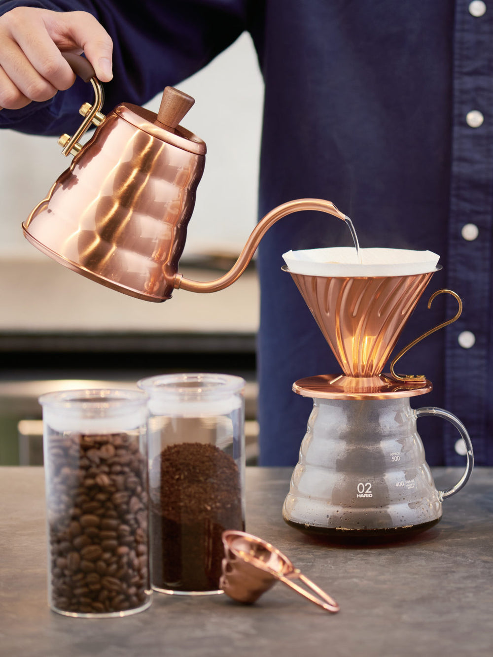 HARIO Copper Buono Drip Kettle (700ml/24oz) Eight Ounce Coffee